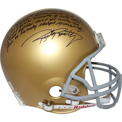 Rudy Ruettiger Signed Notre Dame VSR4 Authentic Helmet with Story Inscription