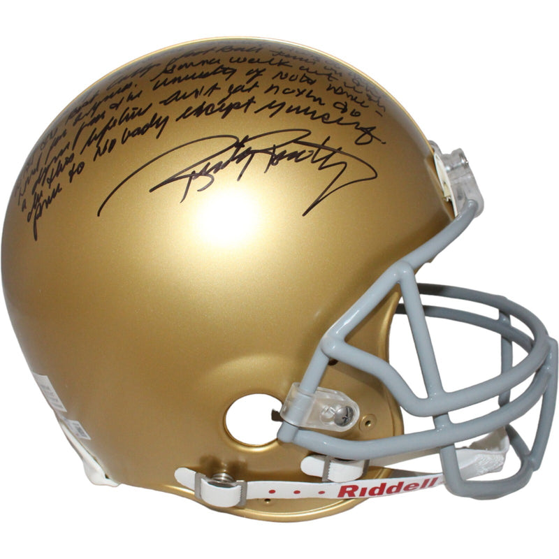 Rudy Ruettiger Signed Notre Dame VSR4 Authentic Helmet with Story Inscription