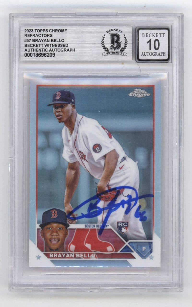 Brayan Bello Autographed 2023 Topps Chrome Refractor Rookie Card BGS 10