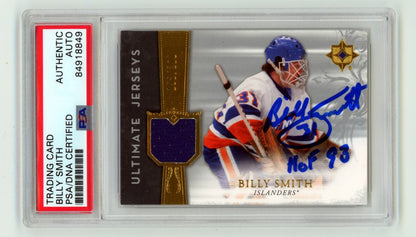 Billy Smith Signed 2006-07 UD Ultimate Collection Relic Card /200 PSA DNA