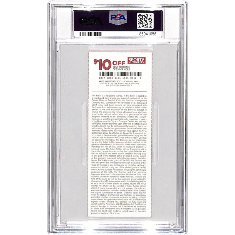 Von Miller Signed Denver Broncos NFL Debut Ticket Stub PSA 10/10