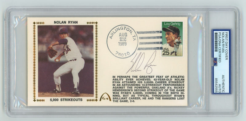 Nolan Ryan Signed 5000th Strikeout First Day Cover PSA Authenticated