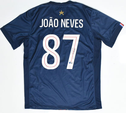 Joao Neves Autographed PSG Home Soccer Jersey