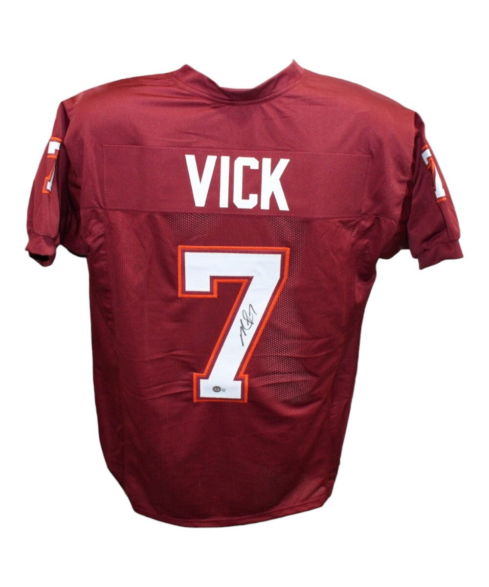 Michael Vick Signed Virginia Tech Style Maroon College Jersey BAS