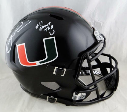Ray Lewis Signed Miami Hurricanes Black Full Size Helmet