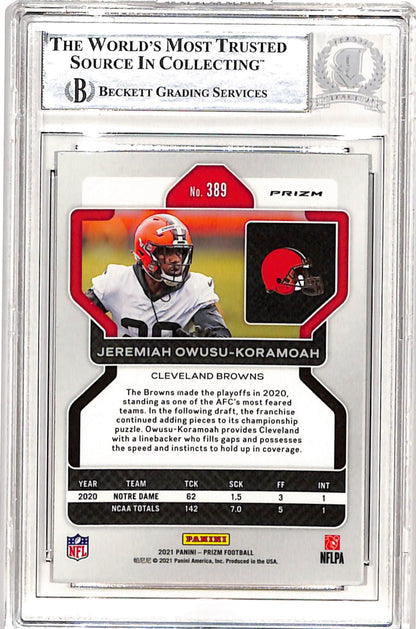 Jeremiah Owusu-Komamoah Signed 2021 Panini Silver Prizm Trading Card