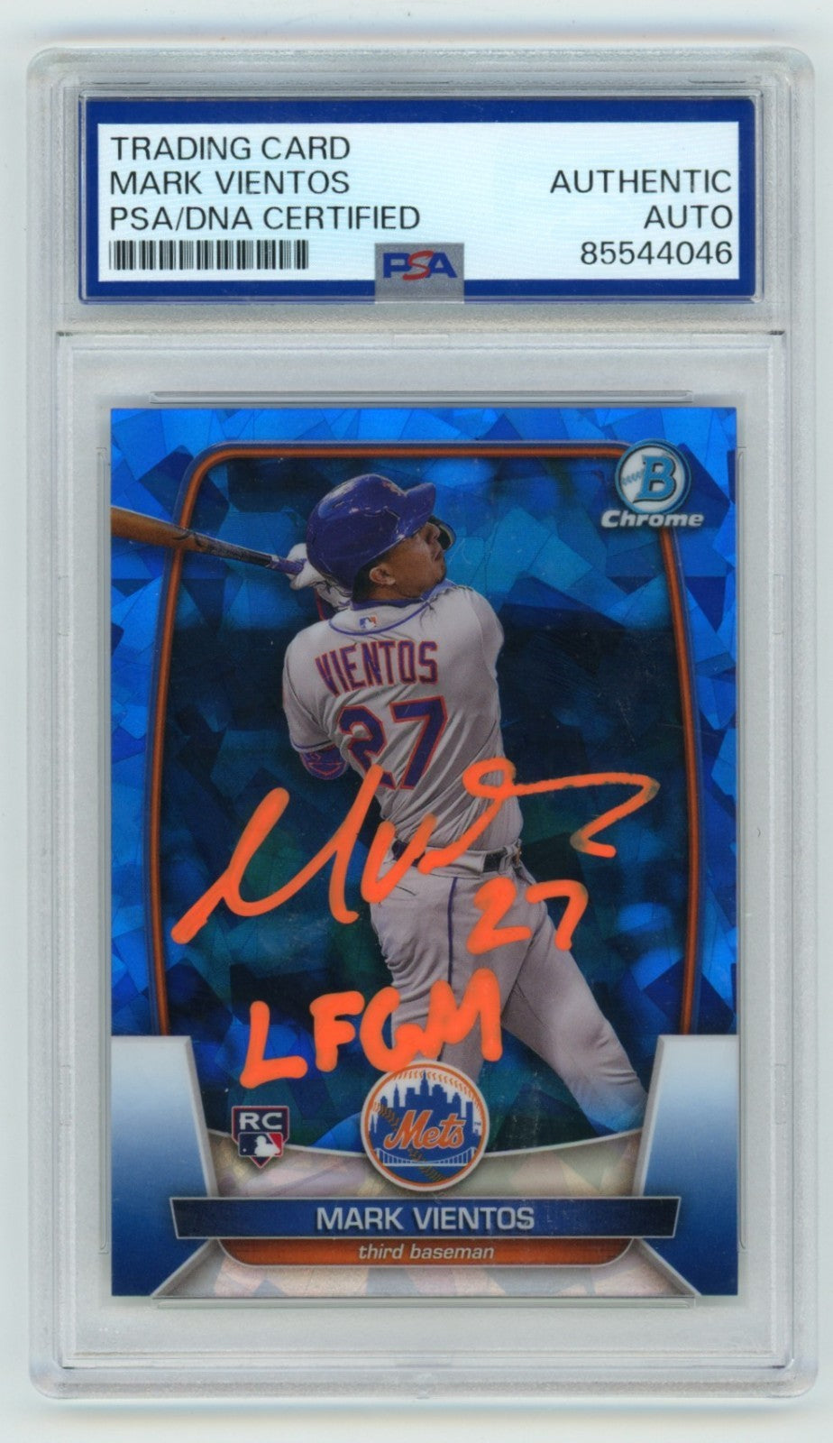 Mark Vientos Signed 2023 Bowman Chrome Sapphire #43 Rookie Card PSA Auto
