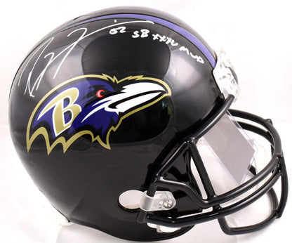 Ray Lewis Signed Baltimore Ravens White Full Size Helmet SB XXXV MVP