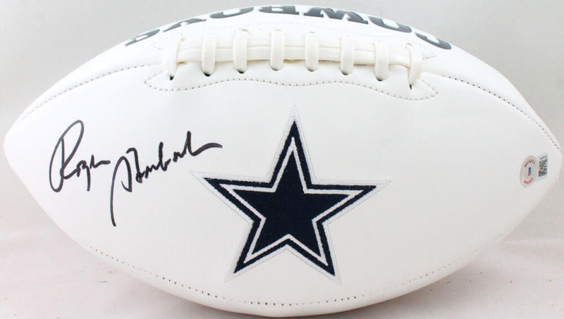 Roger Staubach Autographed Dallas Cowboys Logo Football