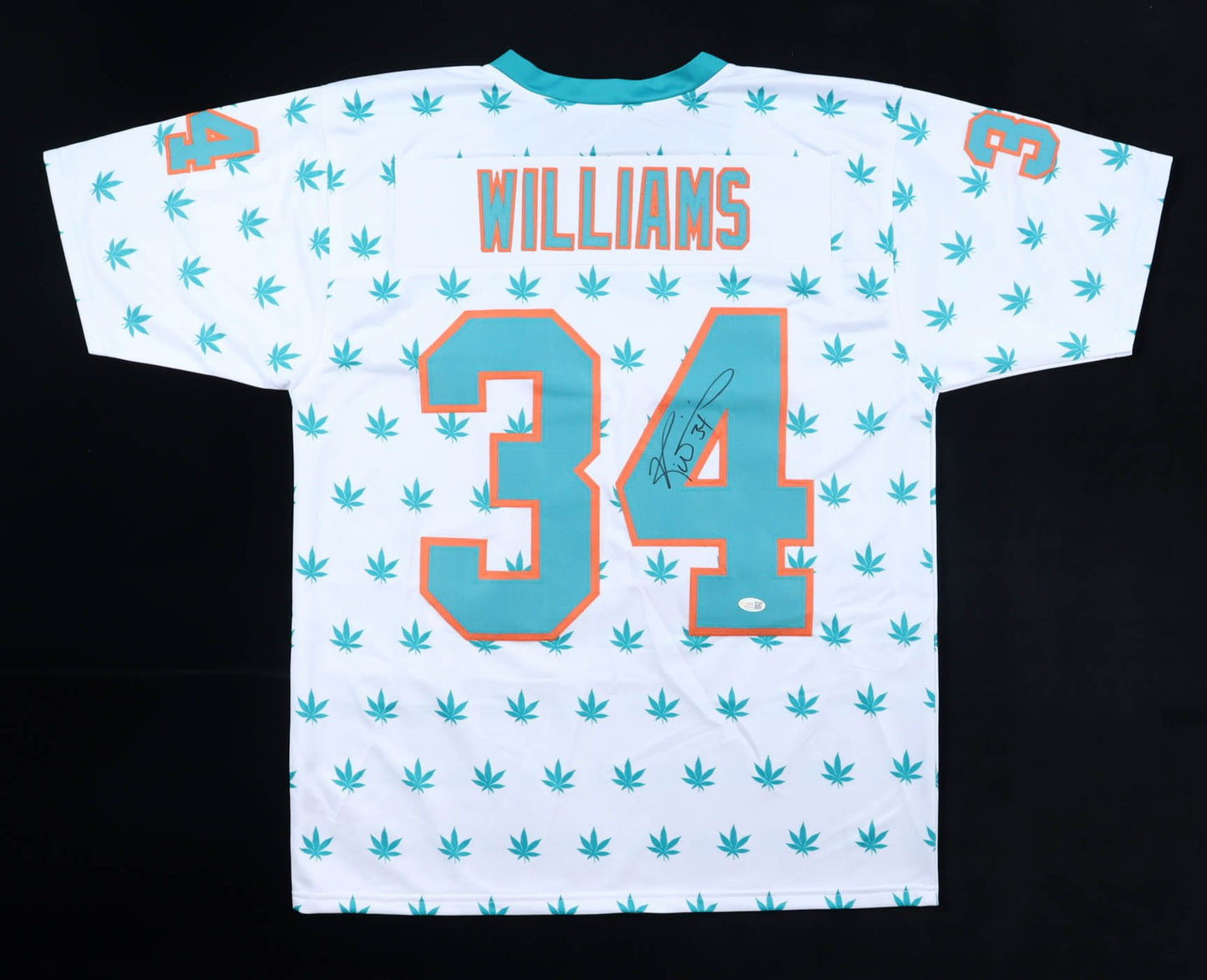 Ricky Williams Signed Miami Dolphins White Weed Pattern Custom Jersey