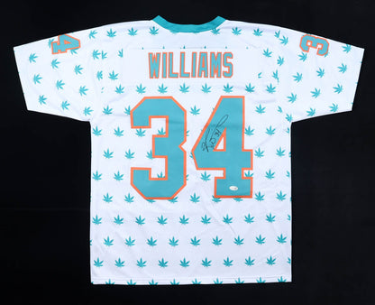 Ricky Williams Signed Miami Dolphins White Weed Pattern Custom Jersey