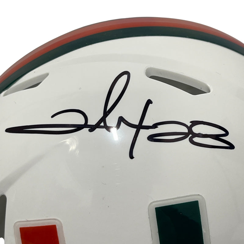Clinton Portis Signed Miami Hurricanes Speed Mini Helmet Beckett Witness