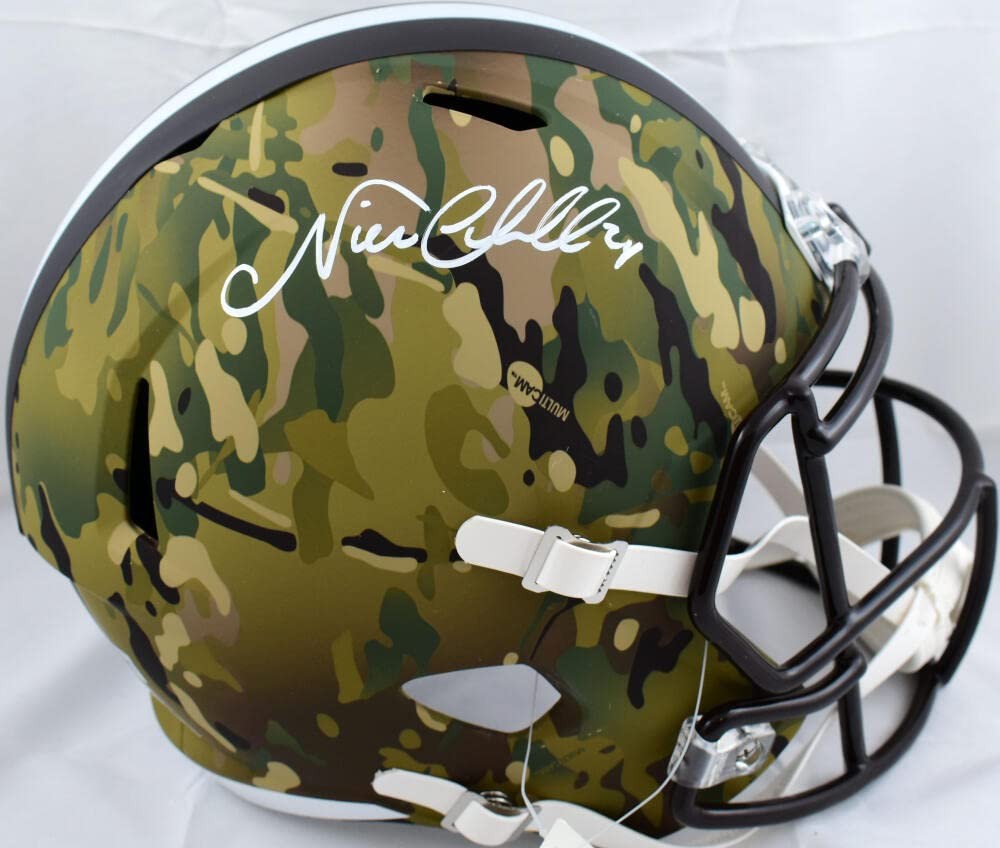 Nick Chubb Signed Cleveland Browns Full Size Camo Speed Helmet
