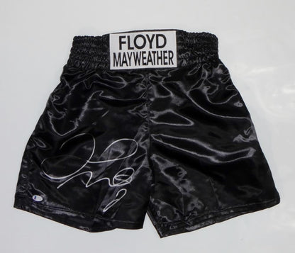 Floyd Mayweather Autographed Black Custom Boxing Trunks