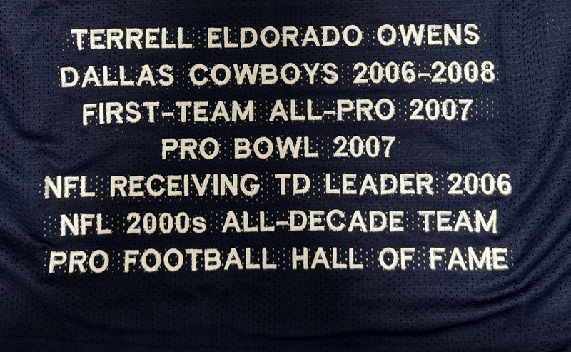 Terrell Owens Signed Dallas Cowboys Throwback Stat Jersey