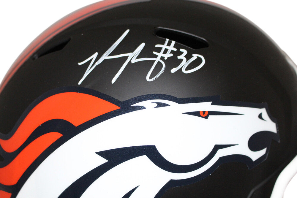 Phillip Lindsay Autographed Denver Broncos Black Replica Helmet JSA