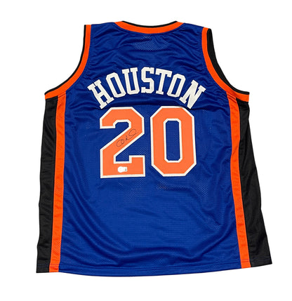 Allan Houston Signed New York Knicks Custom Blue Jersey (Beckett COA)