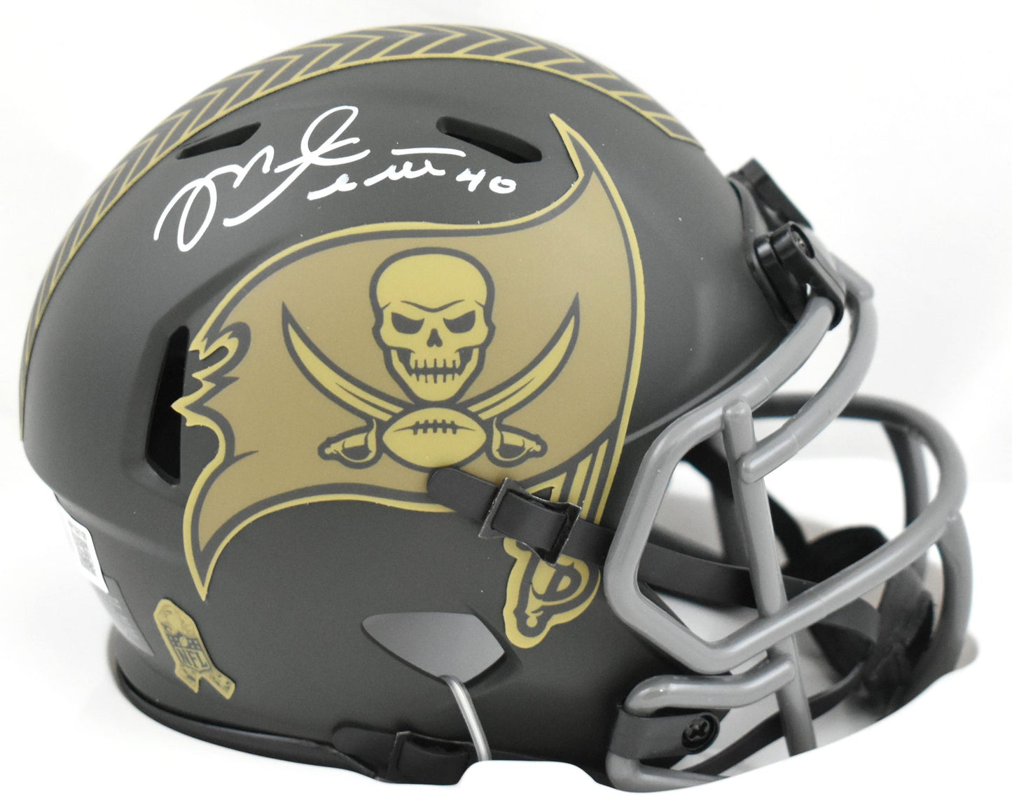 Mike Alstott Signed Tampa Bay Buccaneers 2025 Salute to Service Mini Helmet