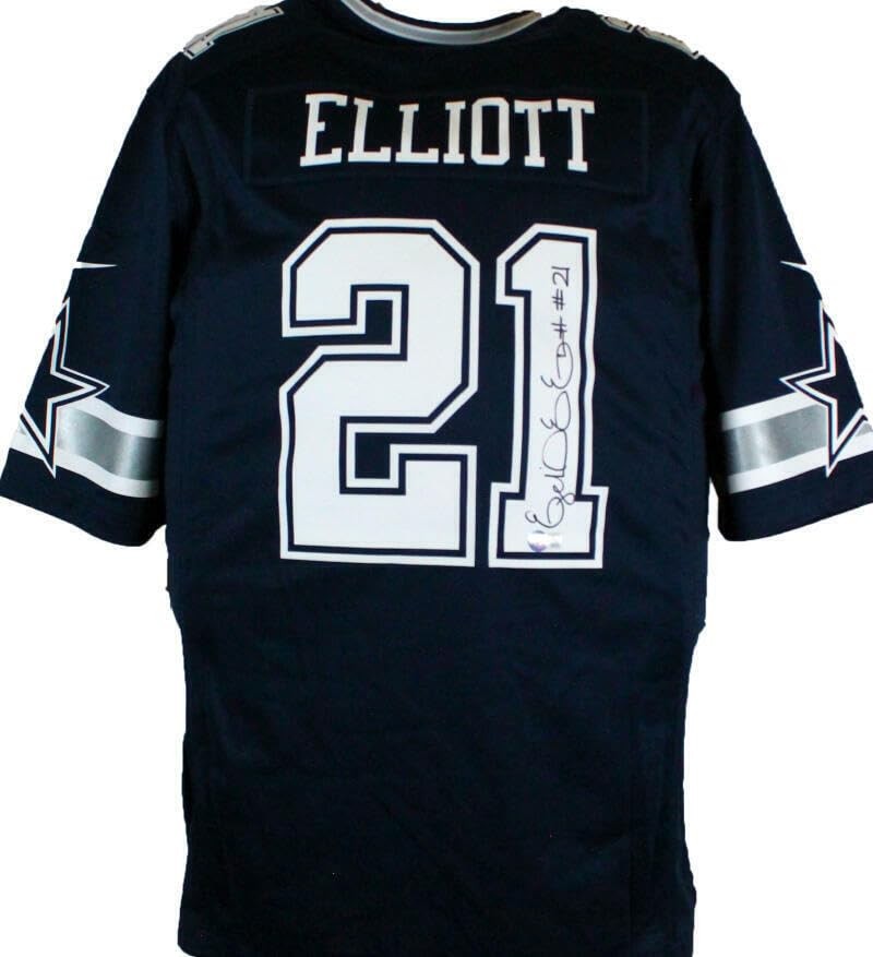 Ezekiel Elliott Autographed Dallas Cowboys Blue Nike Jersey