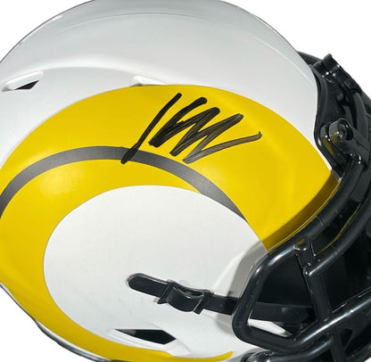 Kyren Williams Signed Los Angeles Rams Lunar Mini Helmet Beckett BAS
