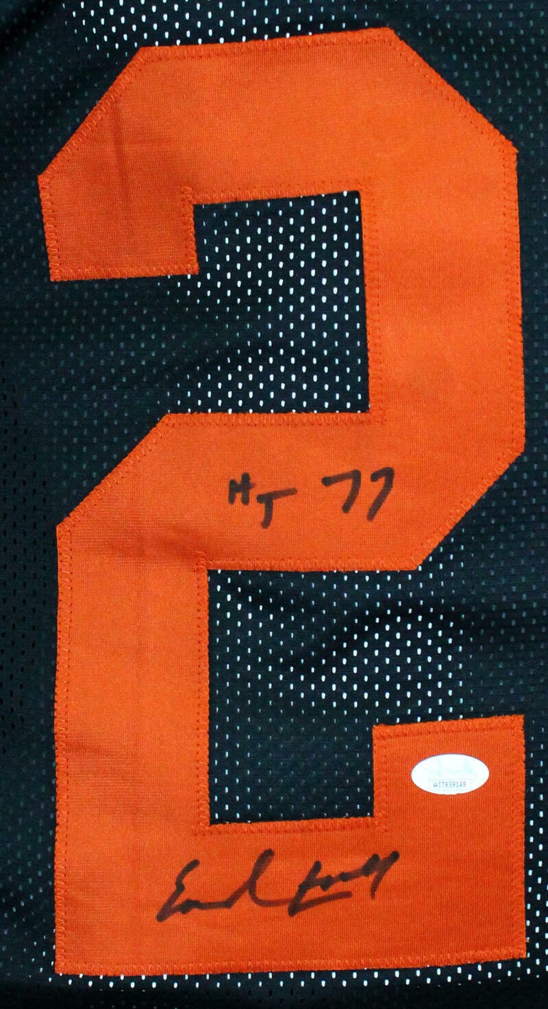 Earl Campbell Signed Black Custom Stat Style Jersey