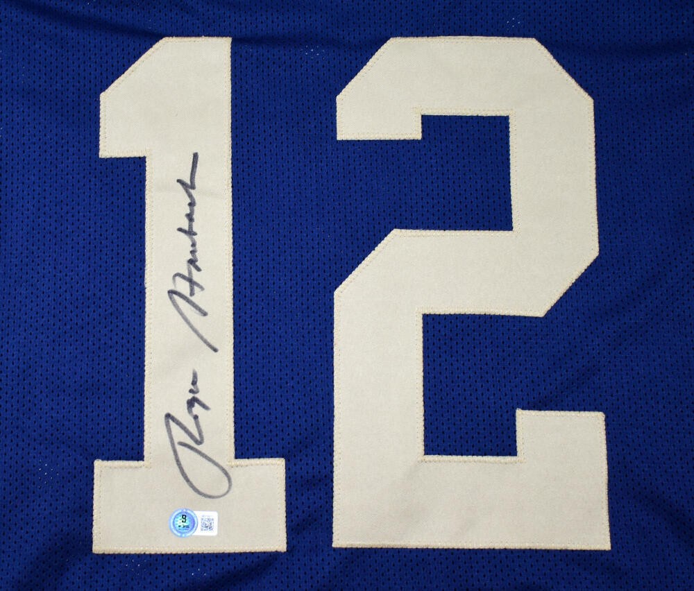Roger Staubach Autographed Navy College Style Jersey - Black