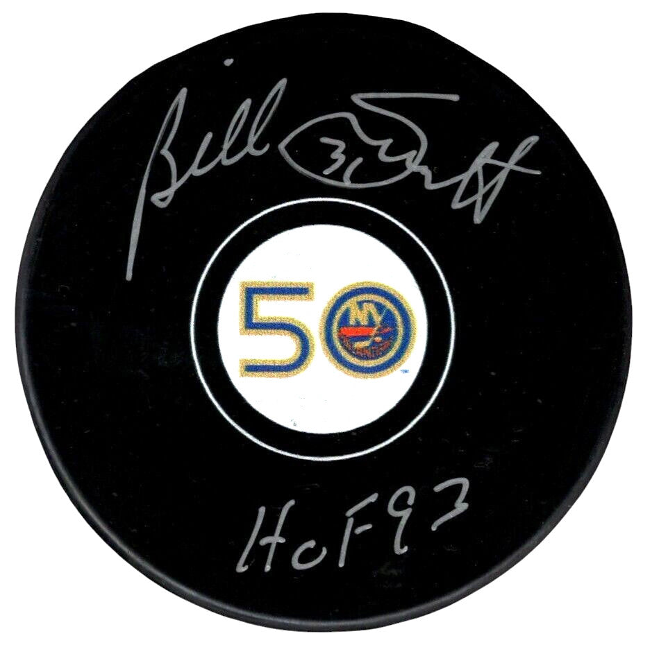 Billy Smith Signed New York Islanders 50th Anniversary Puck HOF 93