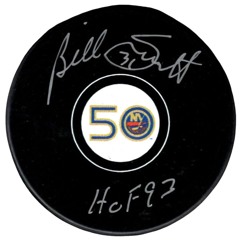 Billy Smith Signed New York Islanders 50th Anniversary Puck HOF 93