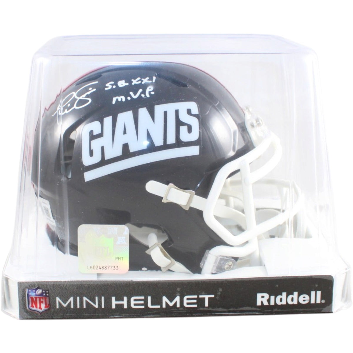 Phil Simms New York Giants Signed Throwback Mini Helmet SB XXI MVP