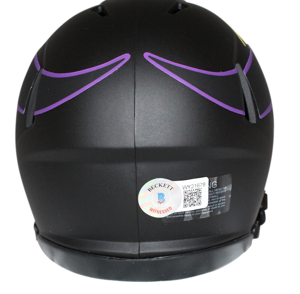 Cris Carter Signed Minnesota Vikings Eclipse Speed Mini Helmet BAS