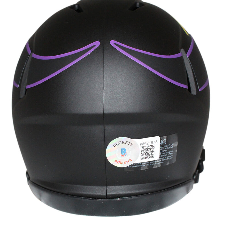 Cris Carter Signed Minnesota Vikings Eclipse Speed Mini Helmet BAS