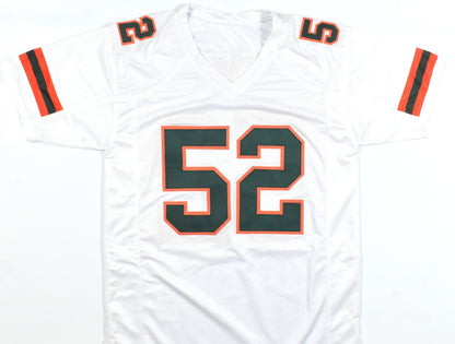 Ray Lewis Signed University of Miami Style Custom White Jersey