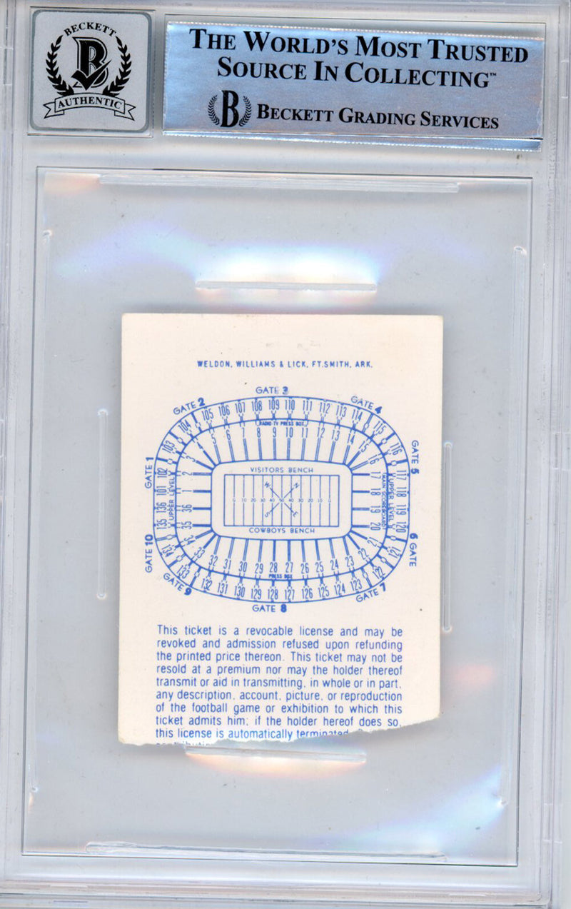 Tony Dorsett Signed Dallas Cowboys Ticket Stub 11/22/1979 vs Oilers BAS Slab
