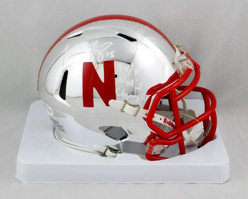 Tommie Frazier Signed Nebraska Cornhuskers Chrome Mini Helmet Inscribed