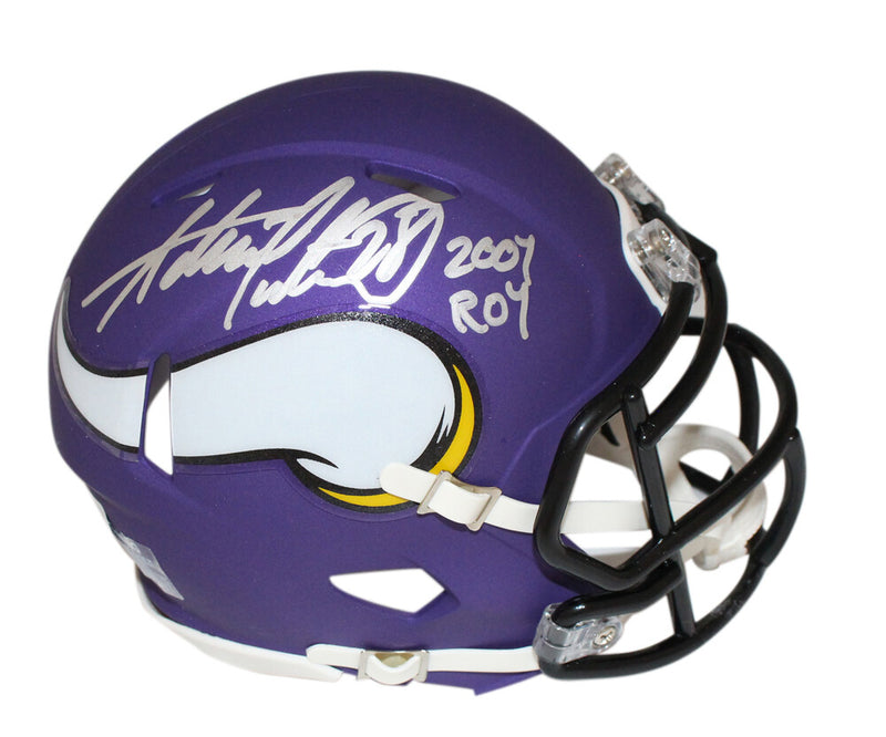 Adrian Peterson Minnesota Vikings Signed Mini Helmet "2007 ROY" Beckett