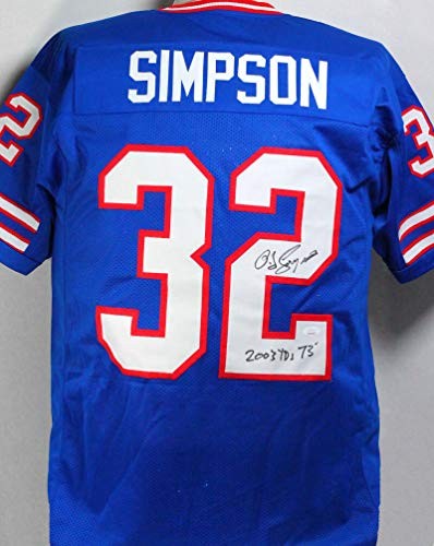 O. J. Simpson Signed Buffalo Bills Blue Custom Jersey