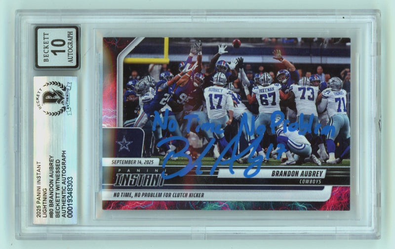Brandon Aubrey Signed 2025 Panini Instant Lightning Card (BGS 10 Auto)