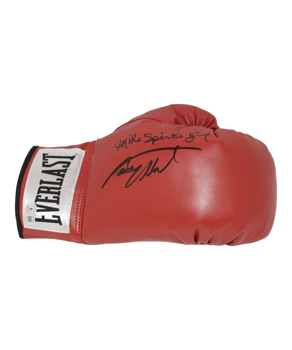 Larry Holmes & Michael Spinks Signed Red Everlast Boxing Glove (BAS)