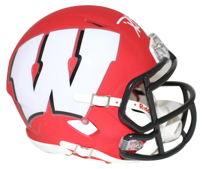 Derek Watt Wisconsin Badgers Autographed AMP Mini Helmet JSA