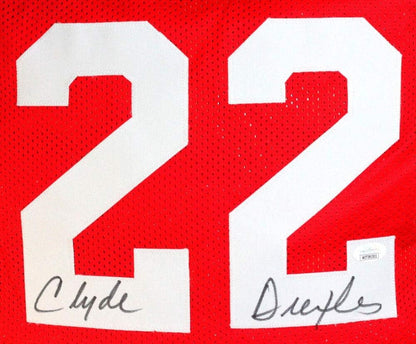 Clyde Drexler Autographed Red Custom Jersey