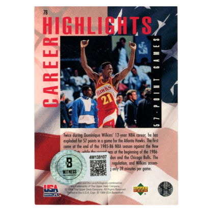 Dominique Wilkins Autographed 1994 Upper Deck #76 Trading Card