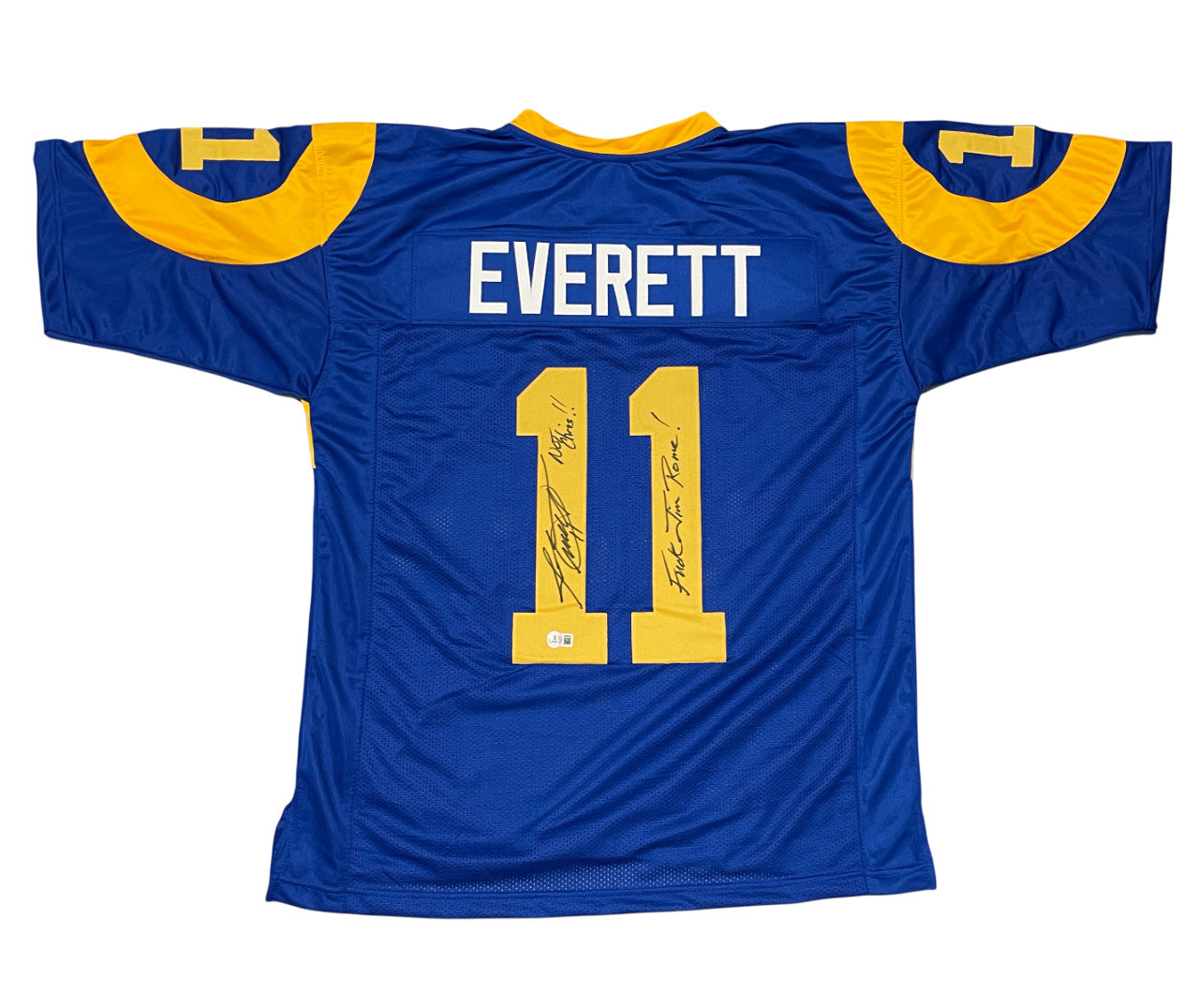 Jim Everett Signed Los Angeles Rams Custom Jersey (Not Chris Inscription)