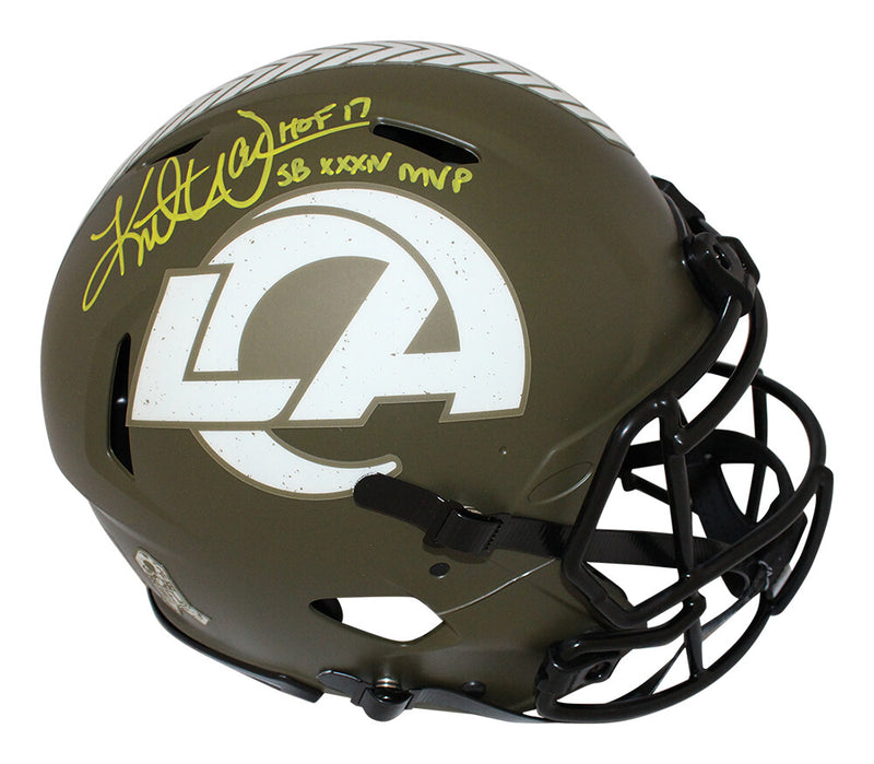 Kurt Warner Signed Los Angeles Rams Authentic Salute Full Size Helmet
