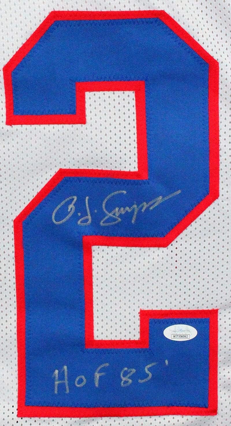 OJ Simpson Signed Buffalo Bills White Custom Jersey (HOF Inscription)