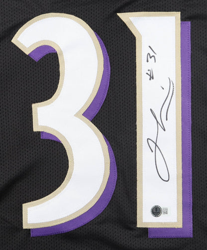 Jamal Lewis Baltimore Ravens Signed Black Custom Jersey (Beckett COA)