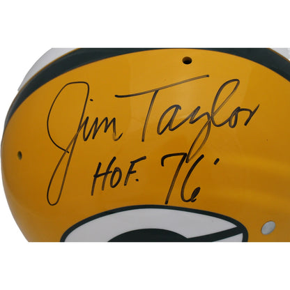 Jim Taylor Green Bay Packers Signed TK Full Size Helmet HOF 76 JSA