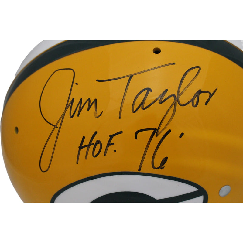 Jim Taylor Green Bay Packers Signed TK Full Size Helmet HOF 76 JSA