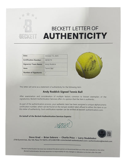 Andy Roddick Signed Penn Tennis Ball Beckett BAS COA
