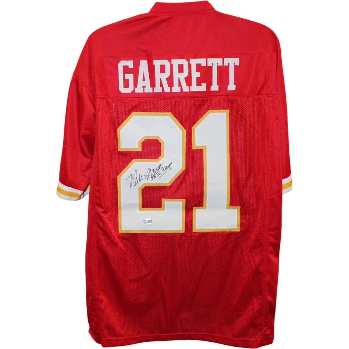 Mike Garrett Autographed Red Jersey with SB IV Champ Inscription