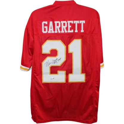 Mike Garrett Autographed Red Jersey with SB IV Champ Inscription